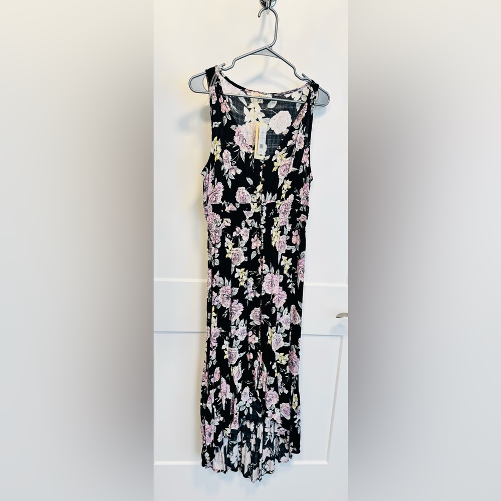 Kohl's Black and Pink Floral Maxi Dress